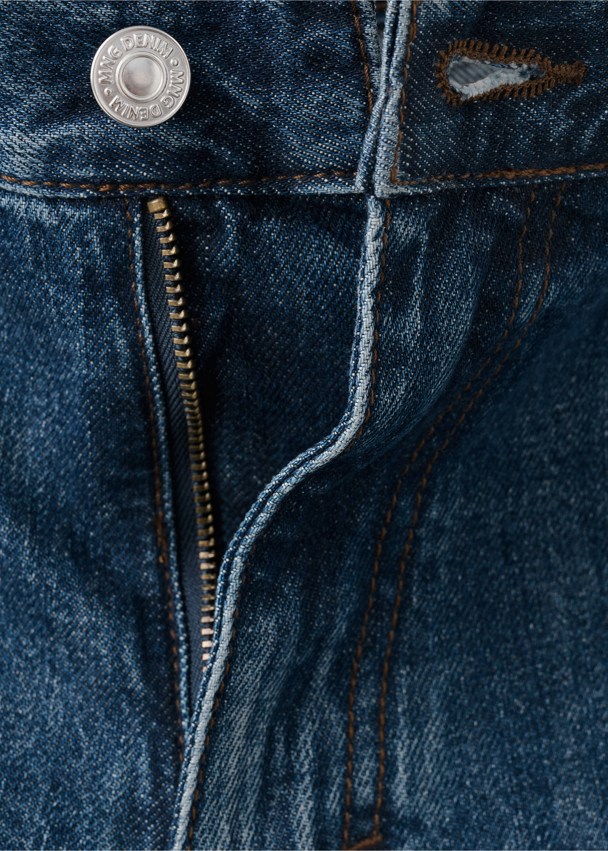 Straight-fit denim bermuda shorts - Details of the article 0, Dark Blue. Ref: 37031406-00.