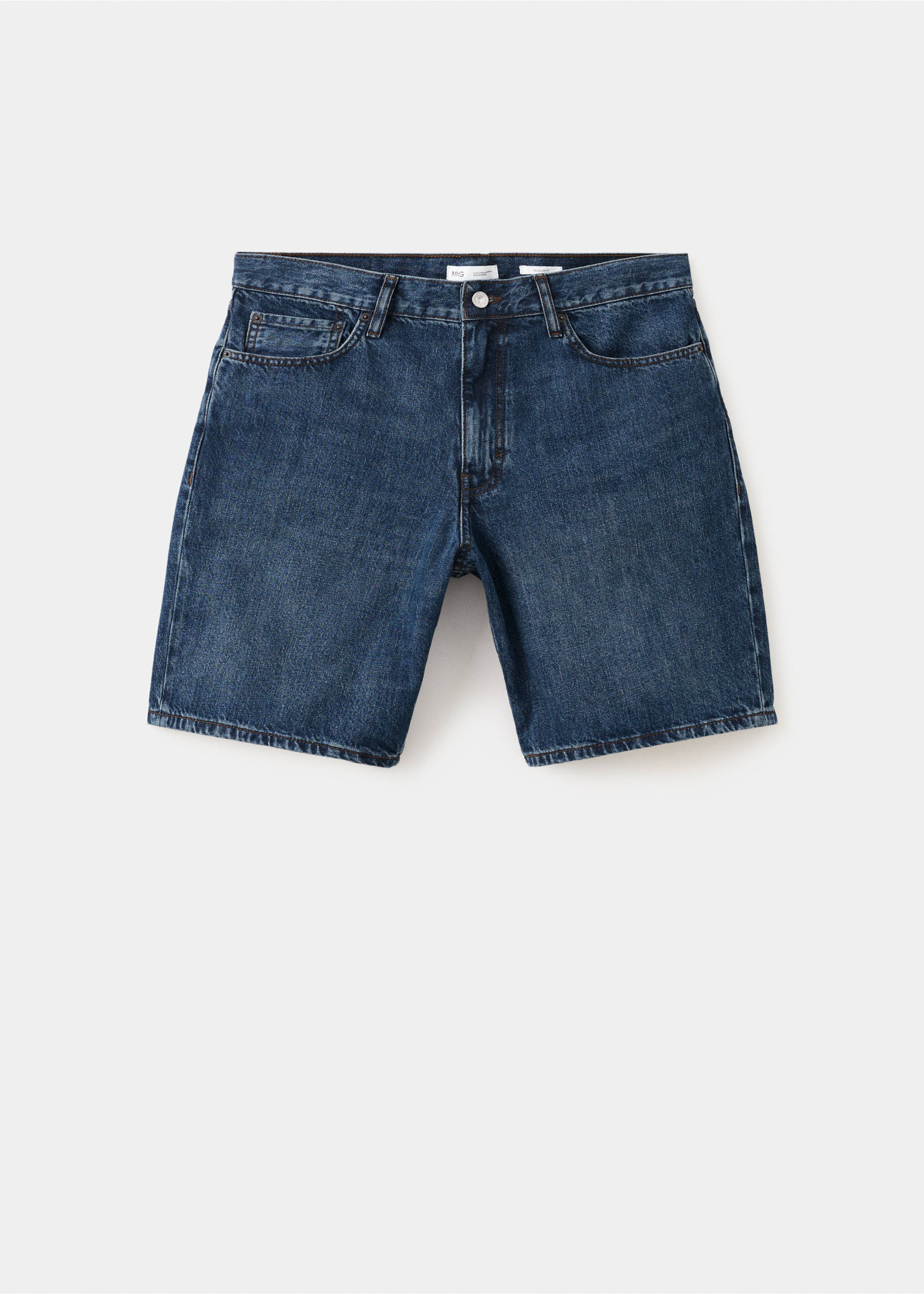 Straight-fit denim bermuda shorts - Article without model, Dark Blue. Ref: 37031406-00.