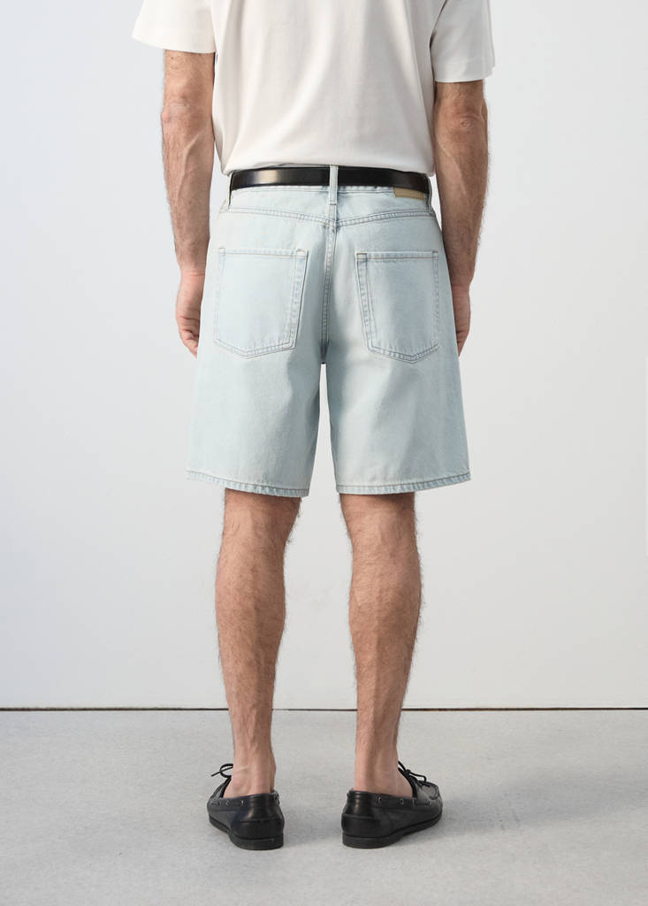 Straight-fit denim bermuda shorts — Bleach Blue