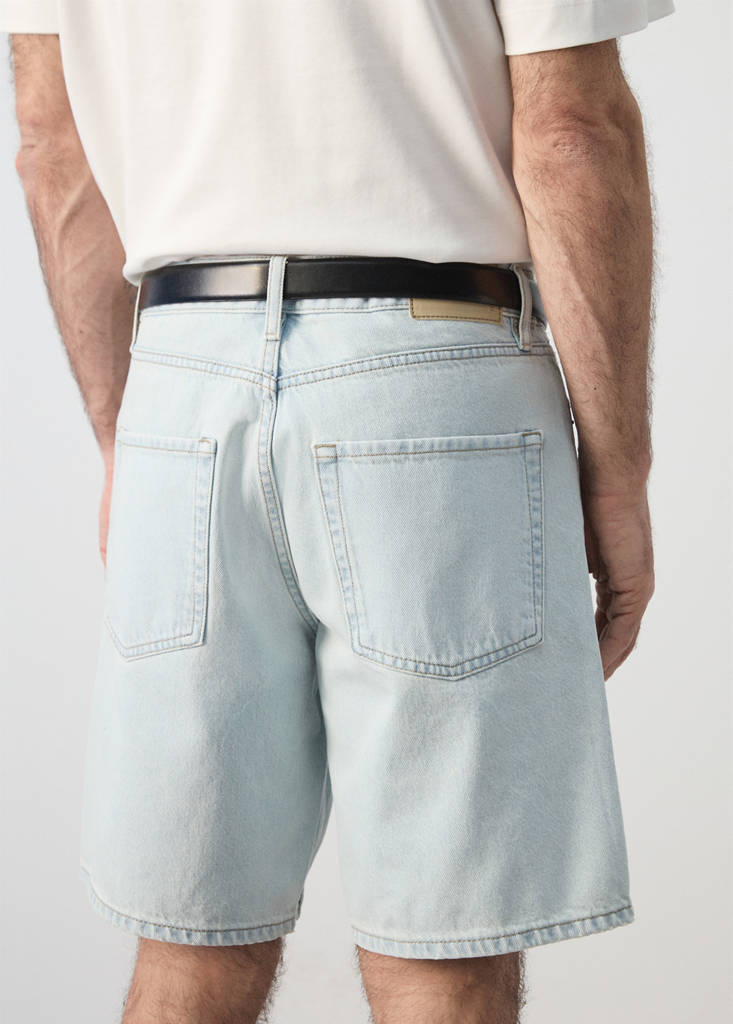 Straight-fit denim bermuda shorts — Bleach Blue