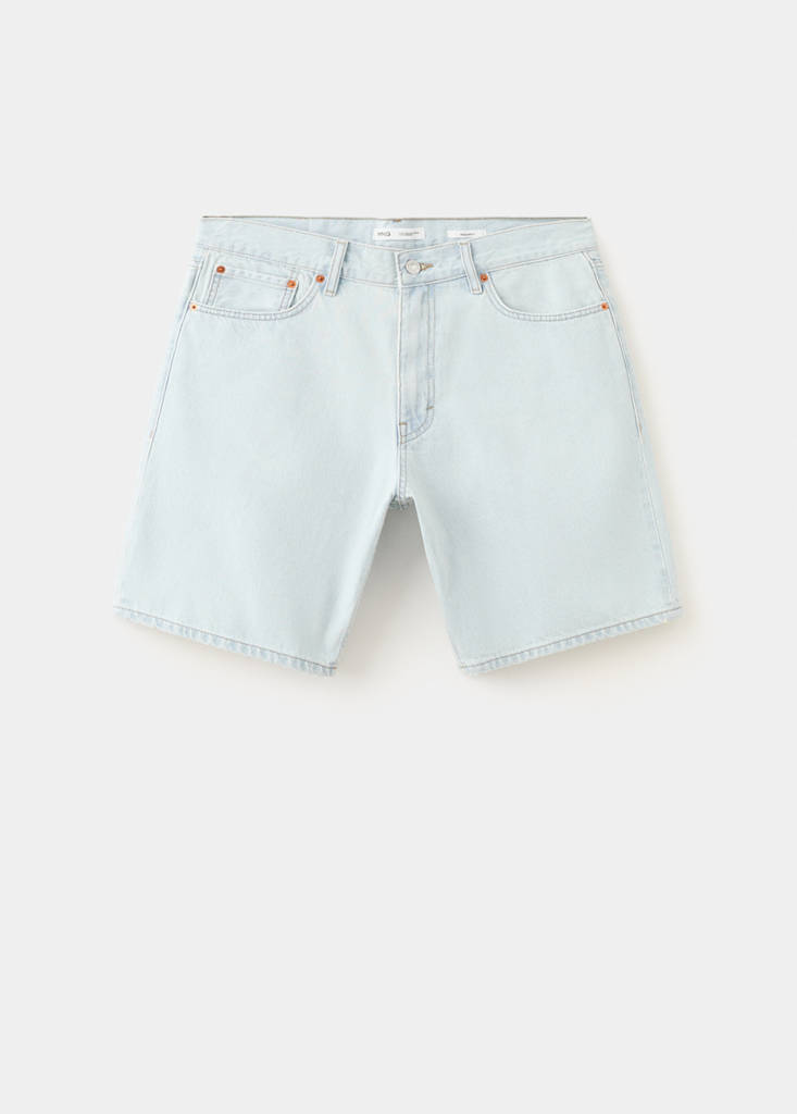 Straight-fit denim bermuda shorts — Bleach Blue