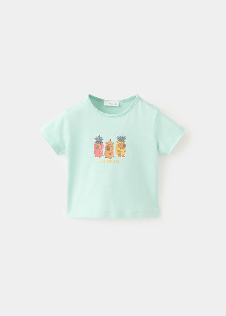 Printed cotton-blend t-shirt — Aqua Green
