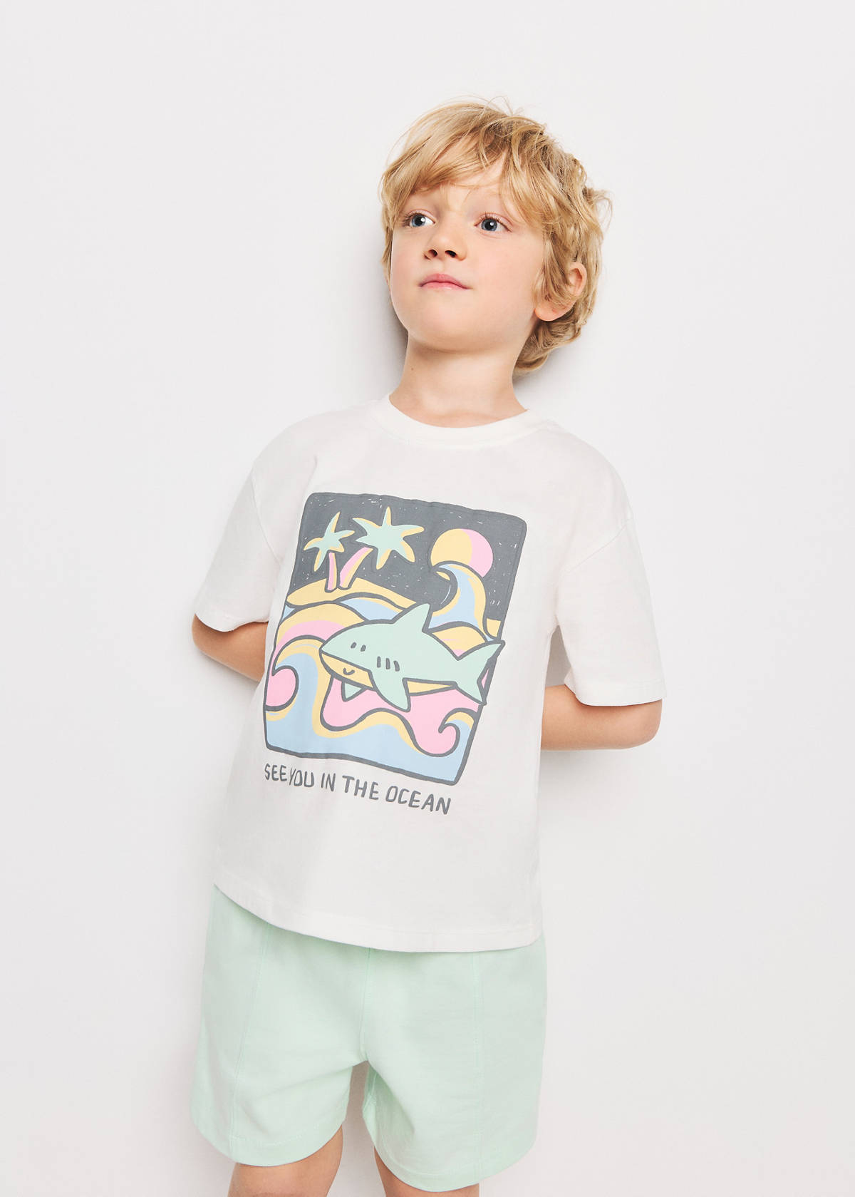 Cotton shorts with drawstring — Aqua Green