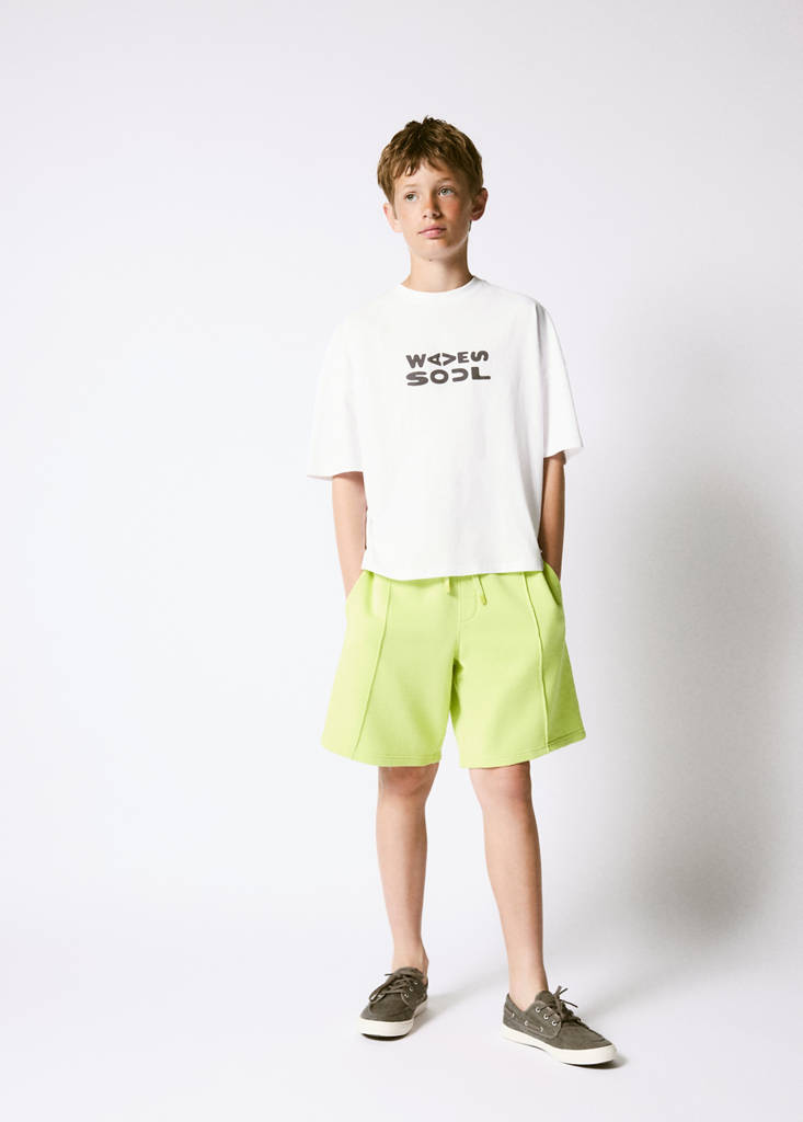 Bawełniane bermudy relaxed fit zieleń lima - Dzieci - 9-10 lata - MANGO KIDS
