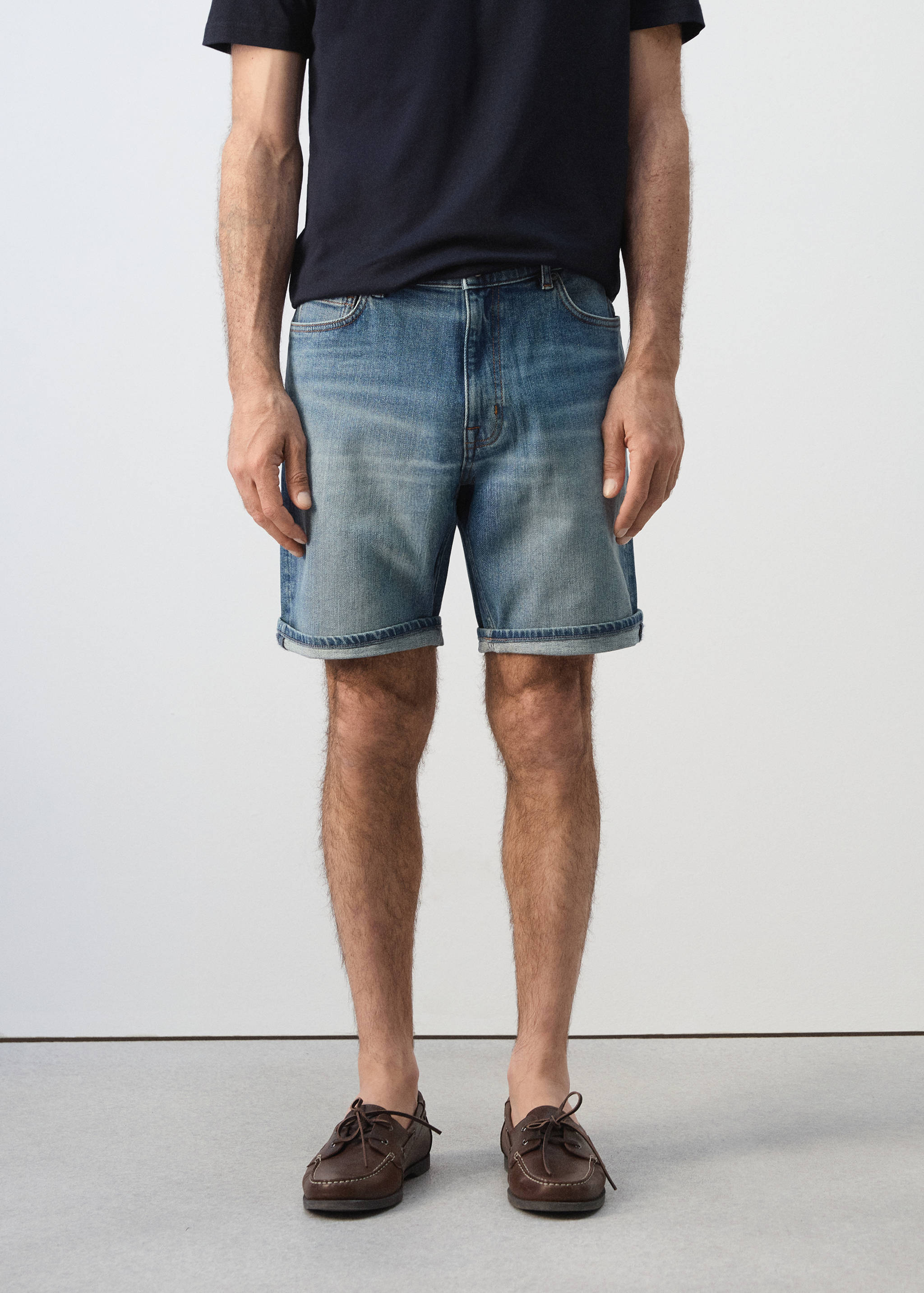 Bermudas vaqueras slim fit - Plano medio