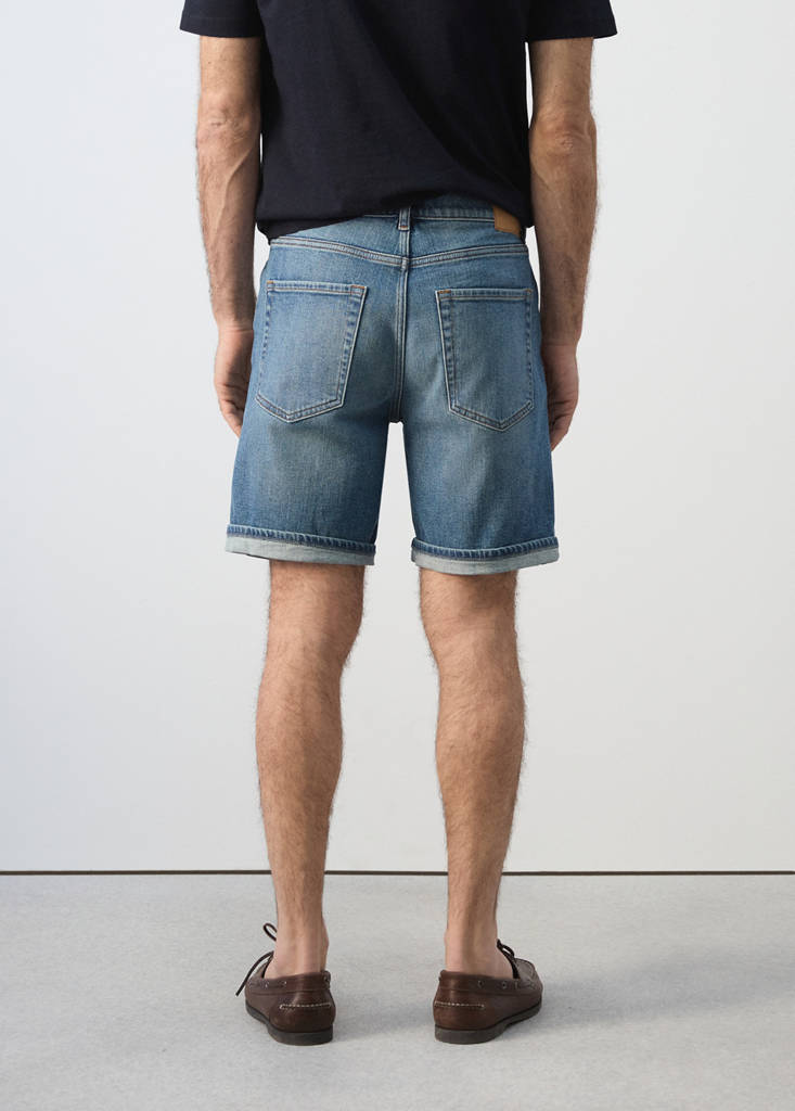 Slim-fit denim bermuda shorts — Medium Blue