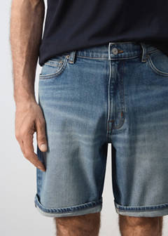 Slim-fit denim bermuda shorts — Medium Blue 4
