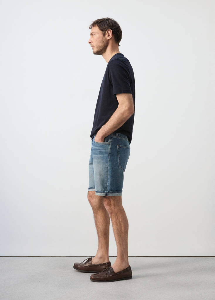 Slim-fit denim bermuda shorts — Medium Blue