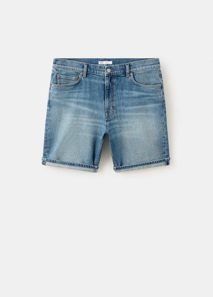 Slim-fit denim bermuda shorts — Medium Blue
