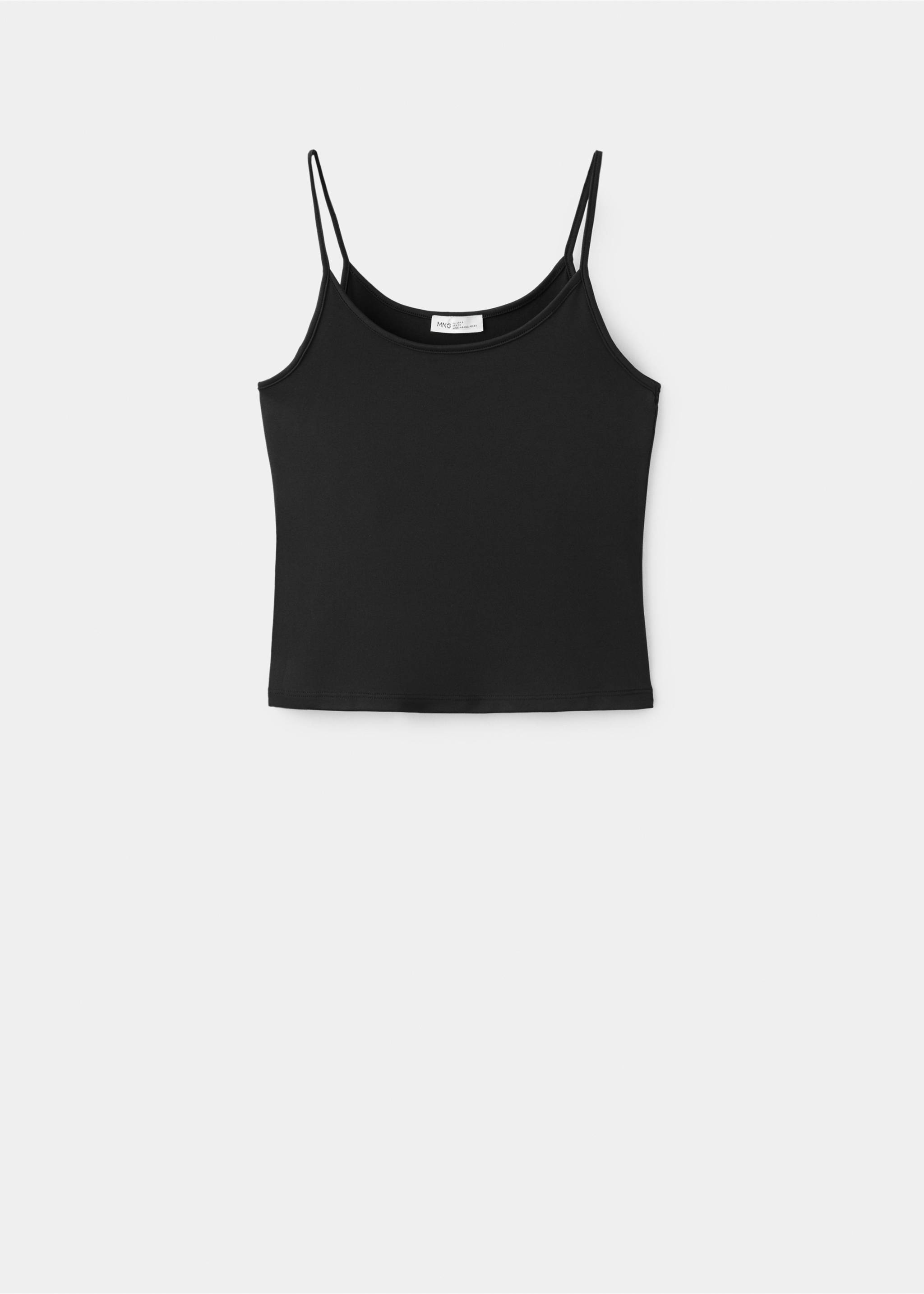 Fitted top with thin straps - Article without model, Black. Ref: 37031413-00.