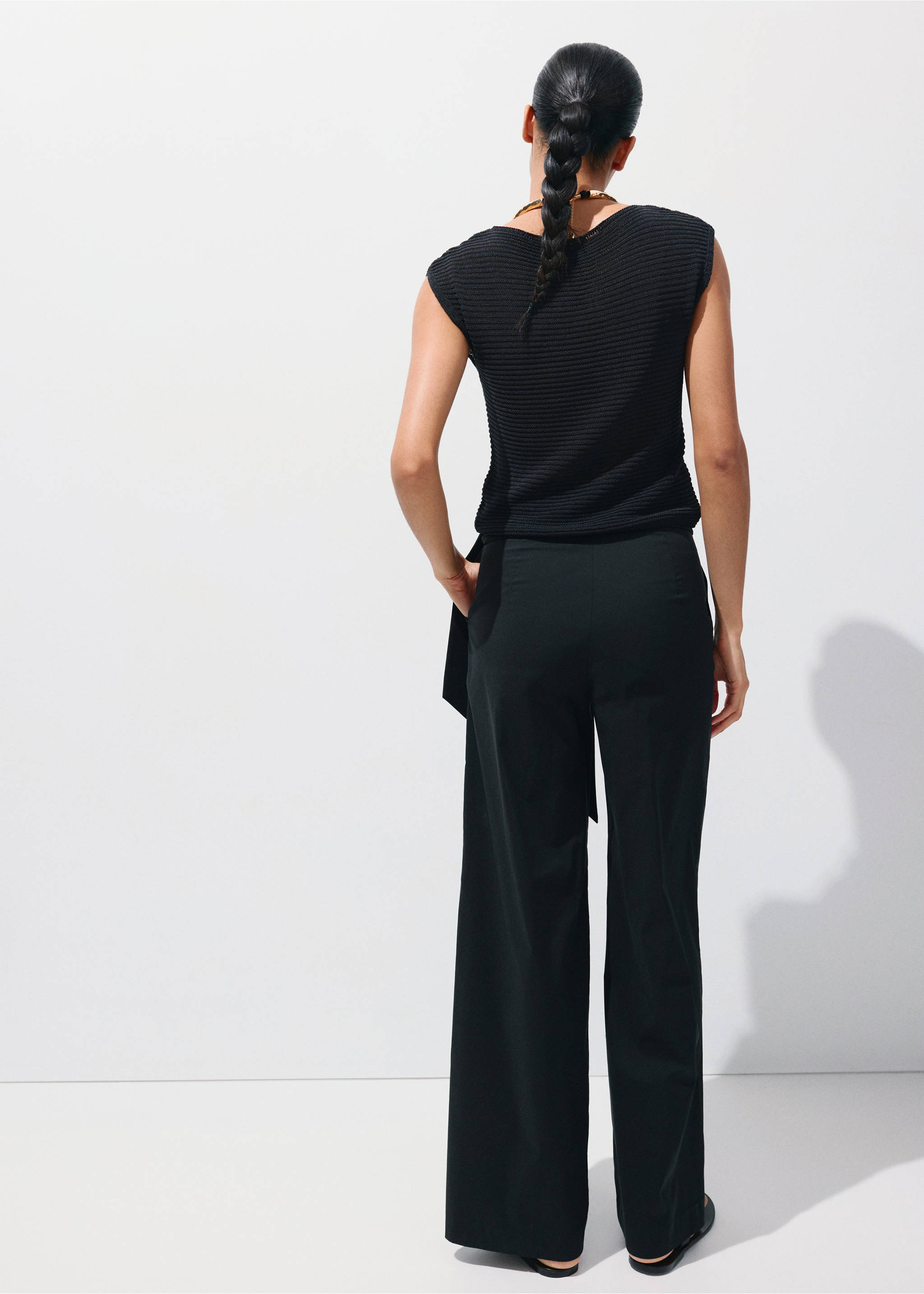 Bow straight trousers - Reverse of the article, Black. Ref: 37031416-00.