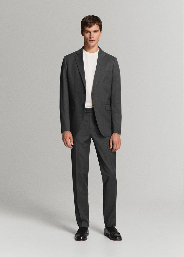 Turin 100% wool suit trousers — Grey