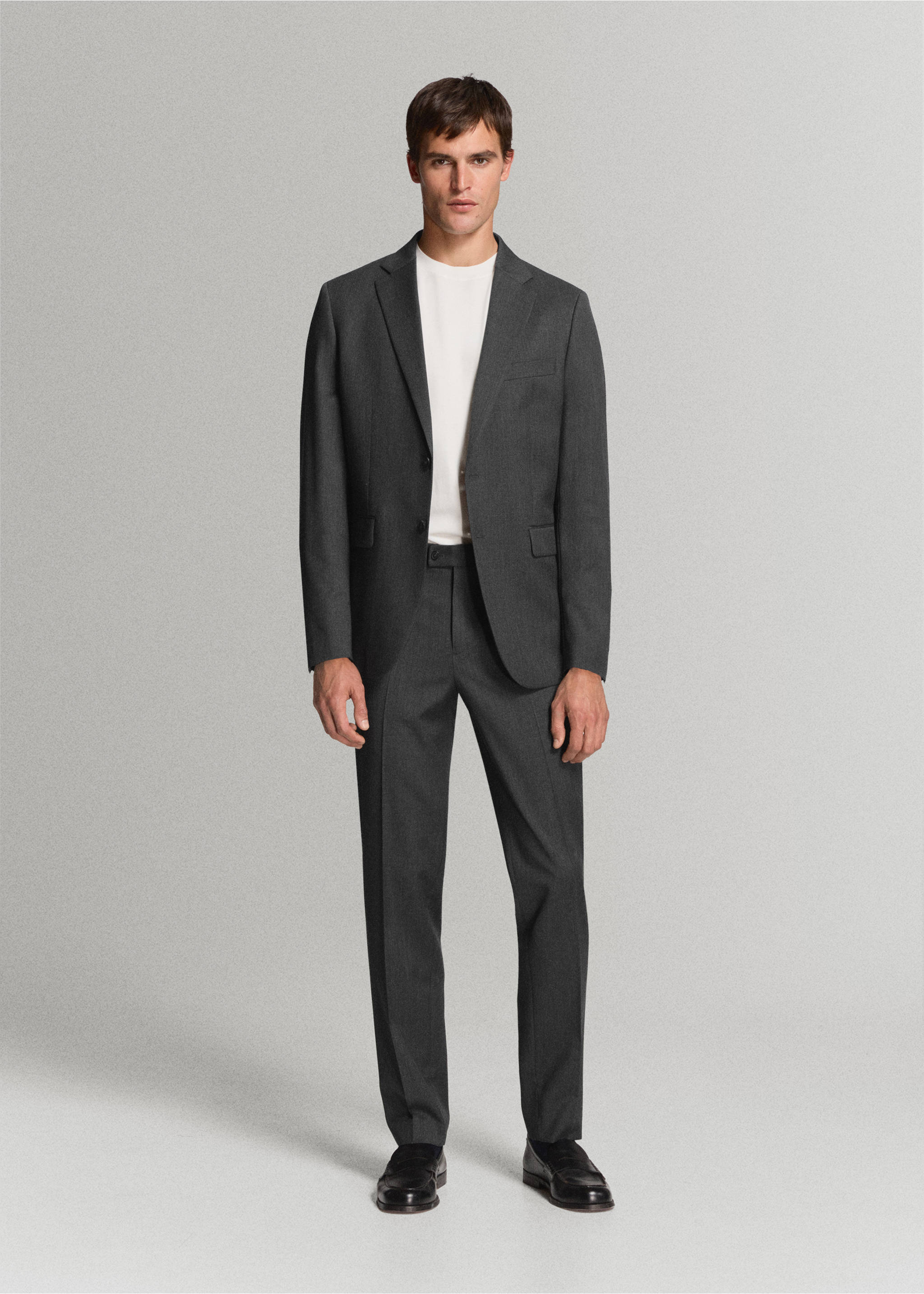 Turin 100% wool suit trousers - General plane, Grey. Ref: 37031417-01.