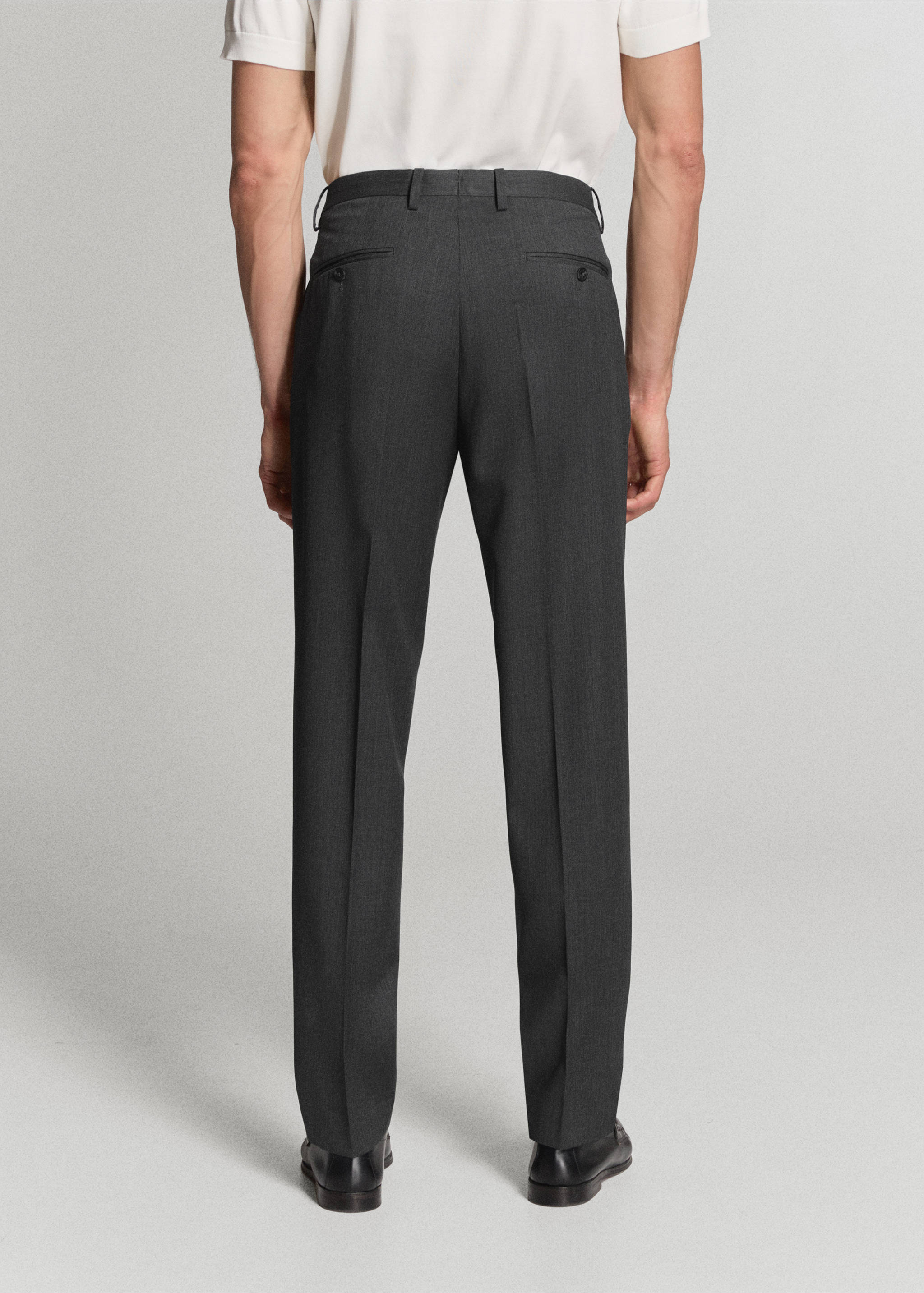 Turin 100% wool suit trousers - Reverse of the article, Grey. Ref: 37031417-01.