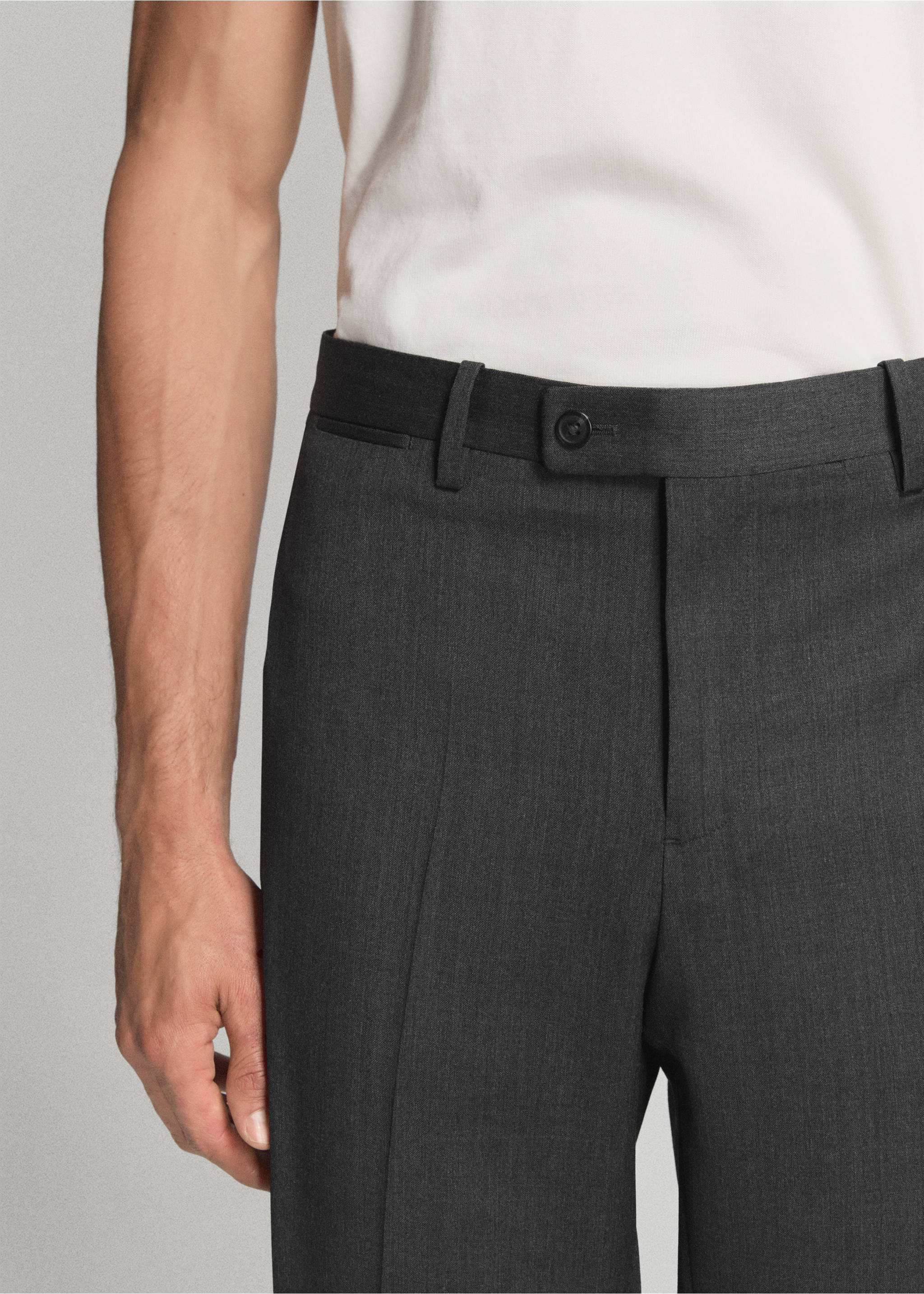 Turin 100% wool suit trousers - Details of the article 1, Grey. Ref: 37031417-01.