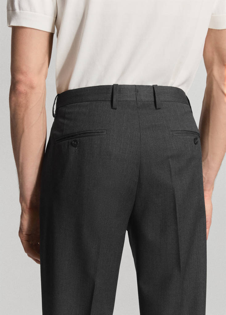 Turin 100% wool suit trousers — Grey