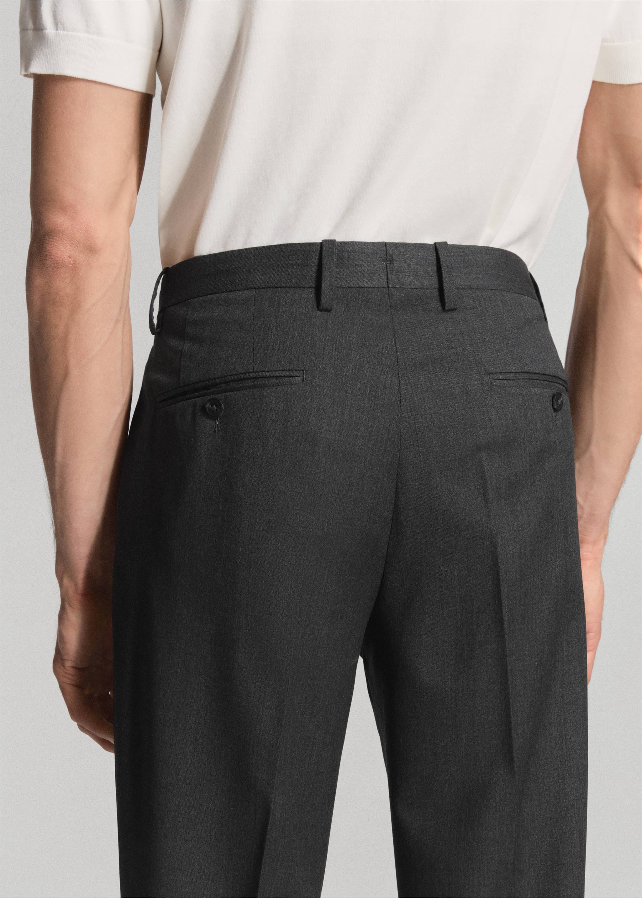 Turin 100% wool suit trousers - Details of the article 4, Grey. Ref: 37031417-01.
