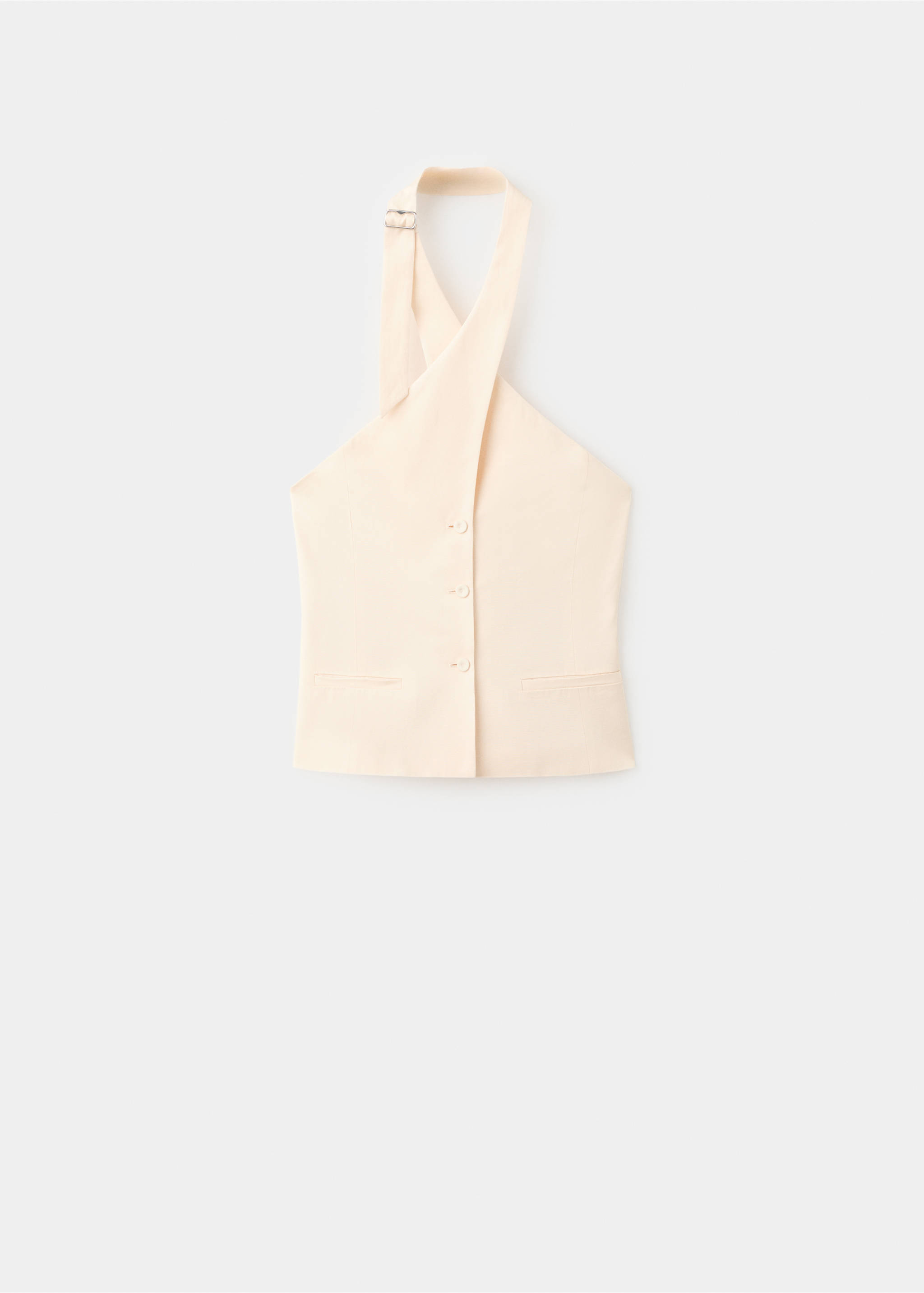Gilet lin croisé - Article sans modèle, Écru. Ref: 37031418-00.