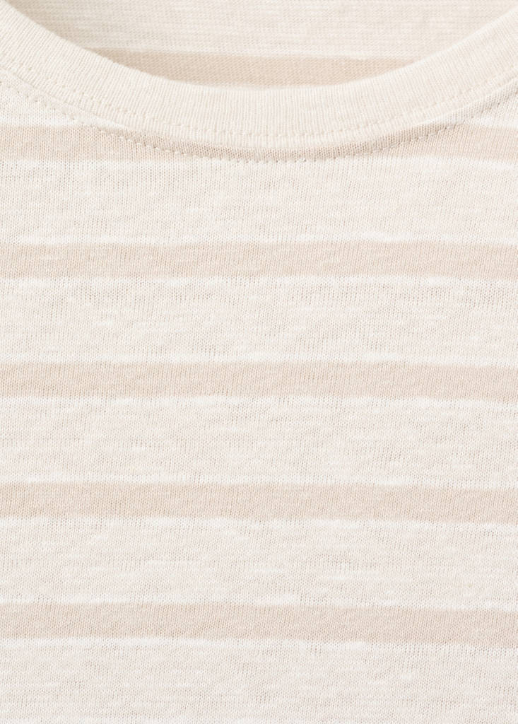 Linen blend striped T-shirt — Beige