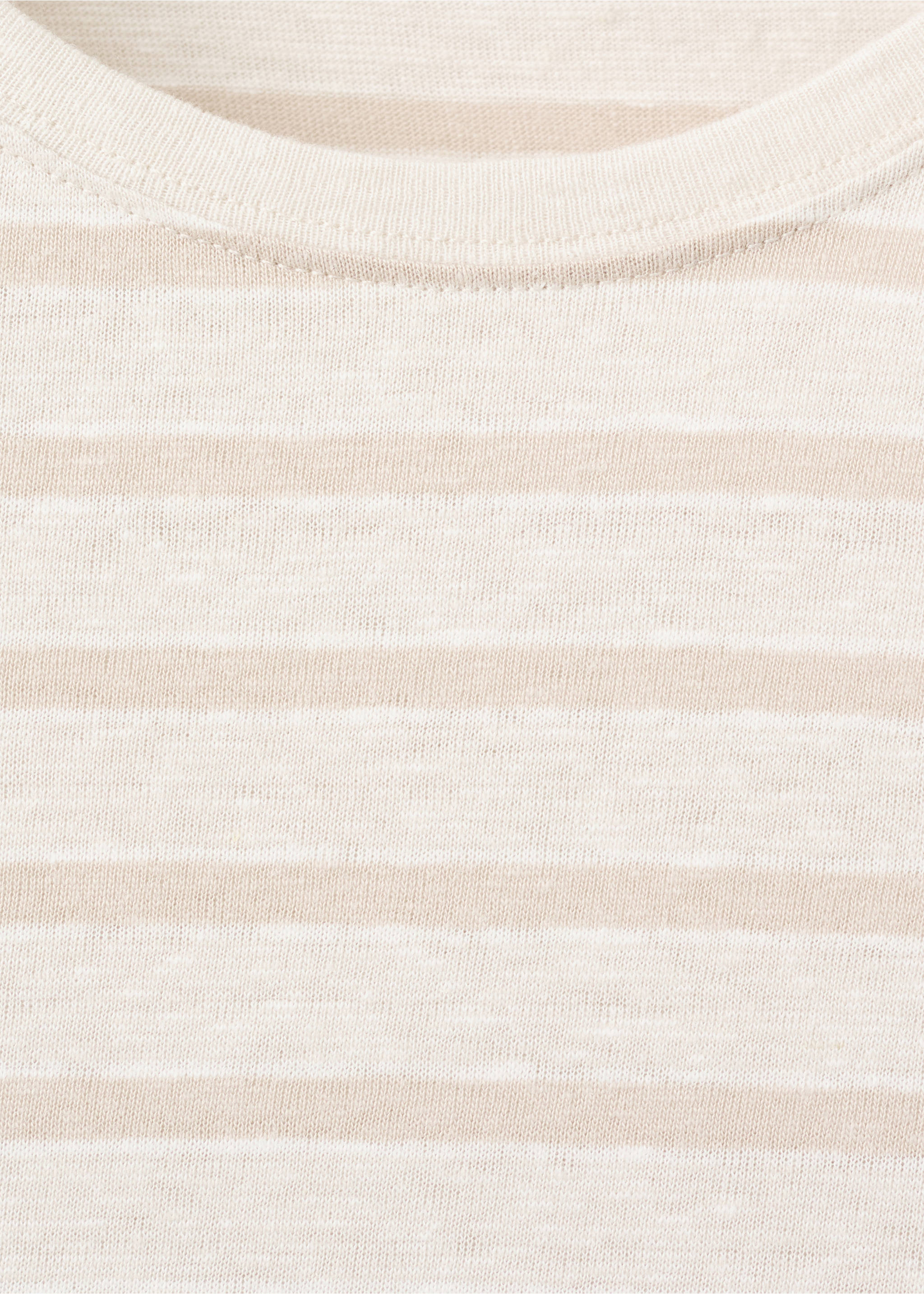 Striped linen T-shirt - Details of the article 8, Beige. Ref: 37031419-00.