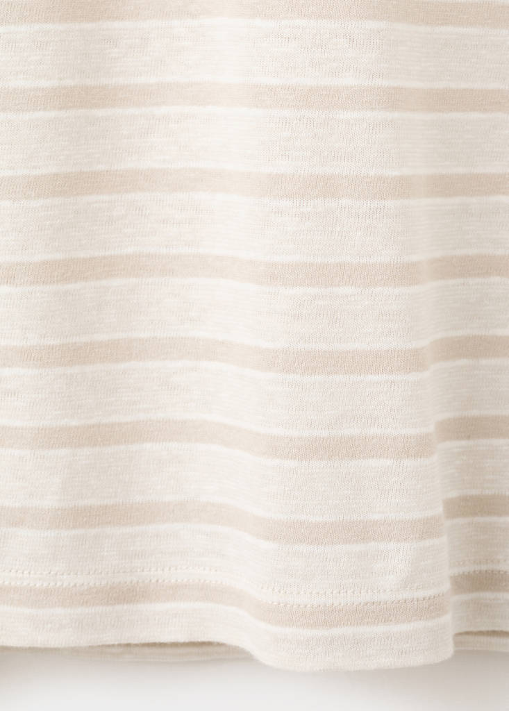 Linen blend striped T-shirt — Beige