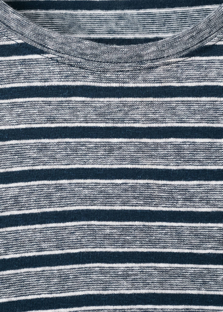 Linen blend striped T-shirt — Navy
