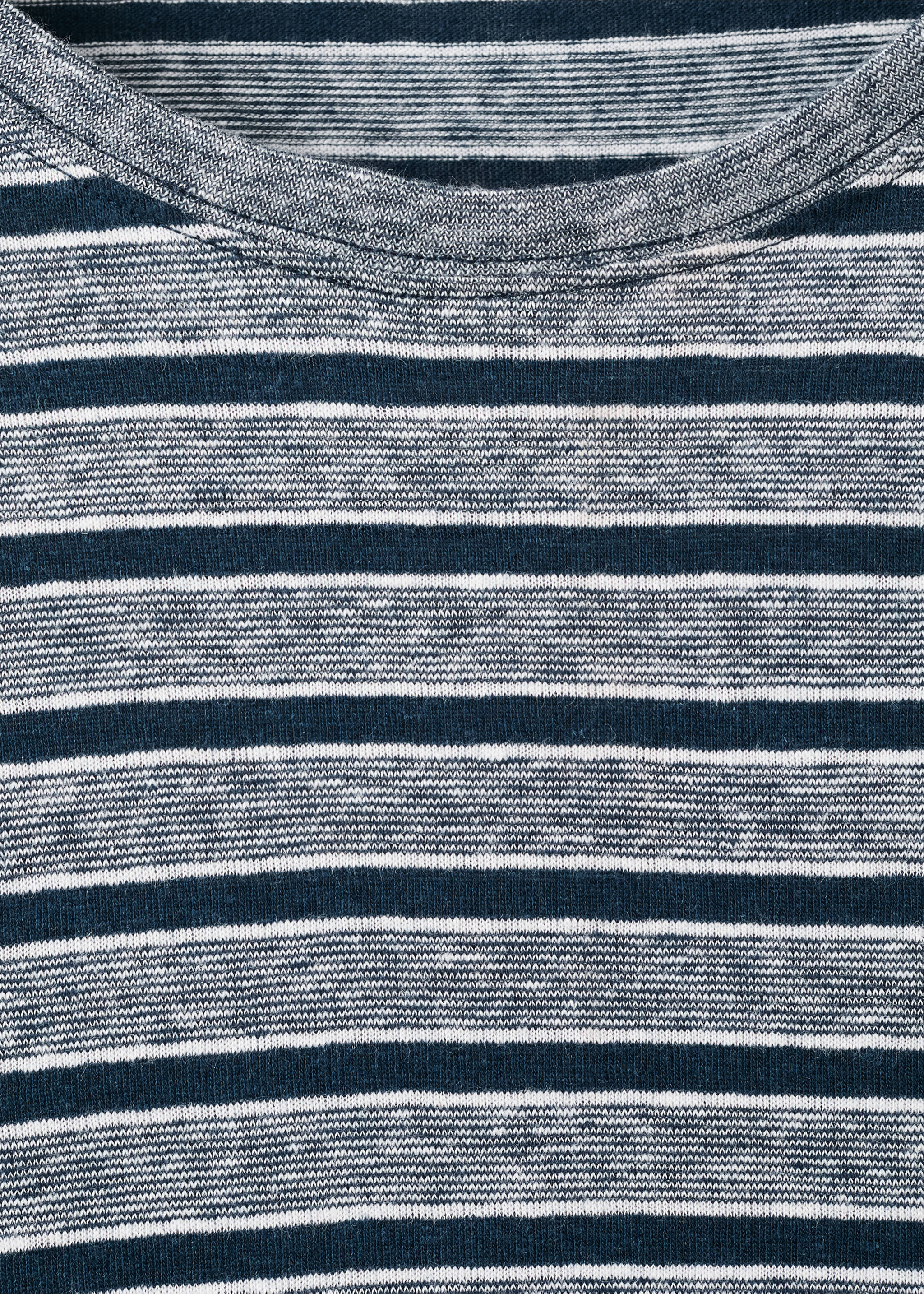 Striped linen T-shirt - Details of the article 8, Navy. Ref: 37031419-00.