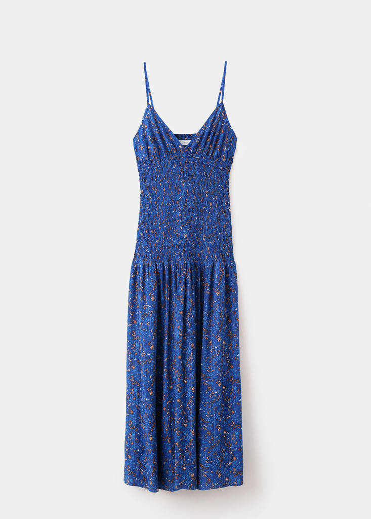 Long printed dress — Dark Navy