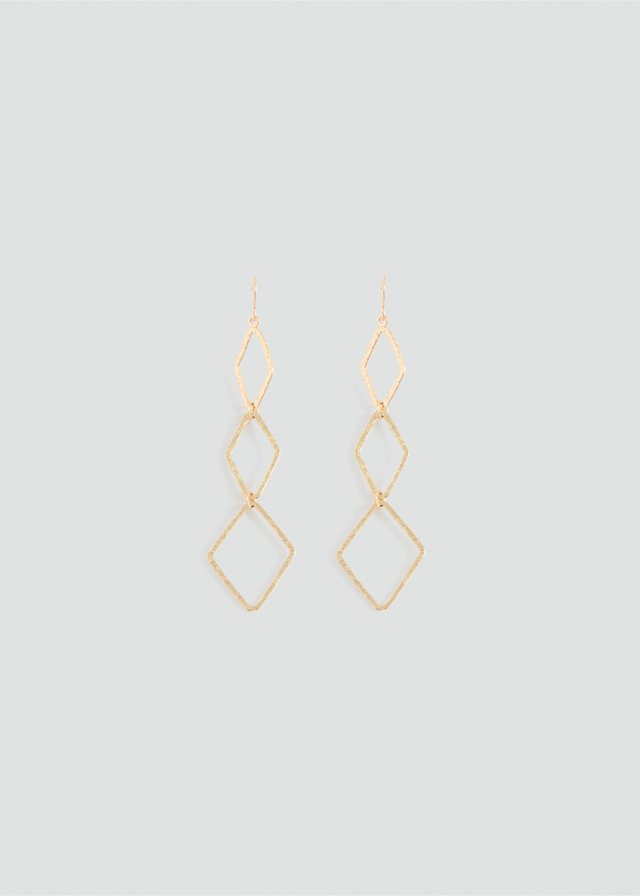 Long diamond-shaped earrings - Article without model, Gold. Ref: 37031423-00.