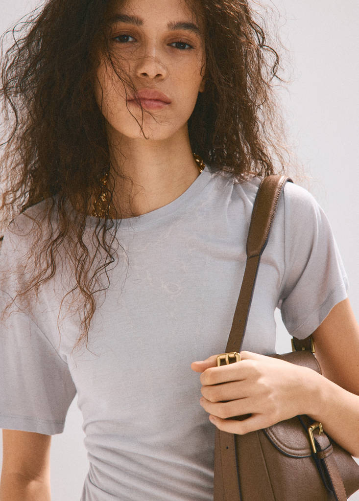 Shoulder bag with buckle — Medium Brown