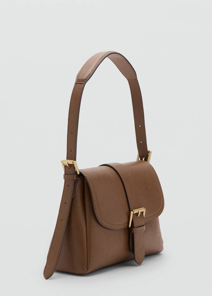 Shoulder bag with buckle — Medium Brown