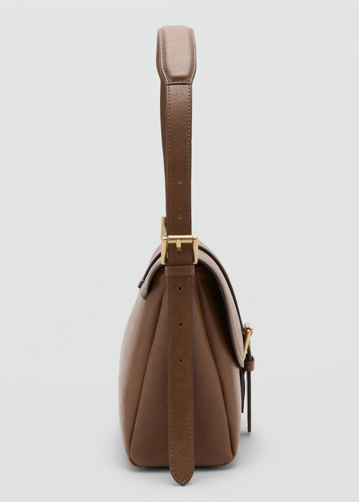 Shoulder bag with buckle — Medium Brown