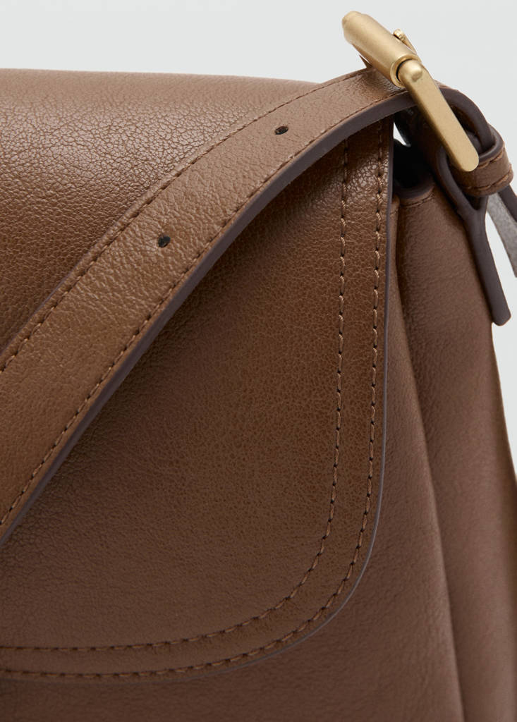 Shoulder bag with buckle — Medium Brown