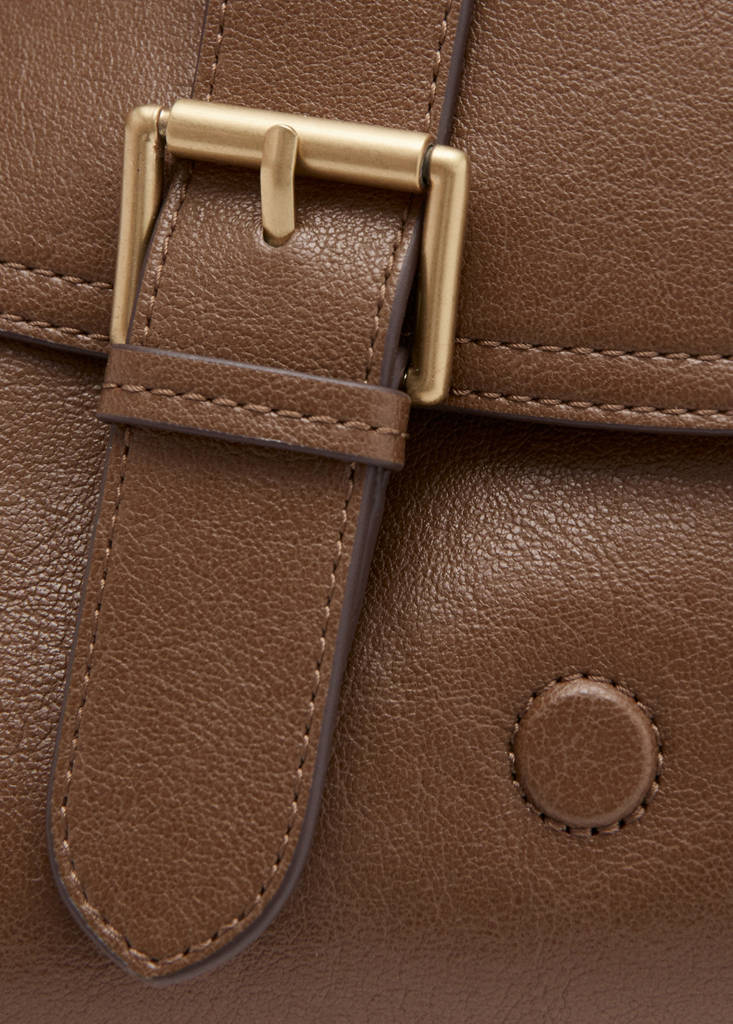 Shoulder bag with buckle — Medium Brown