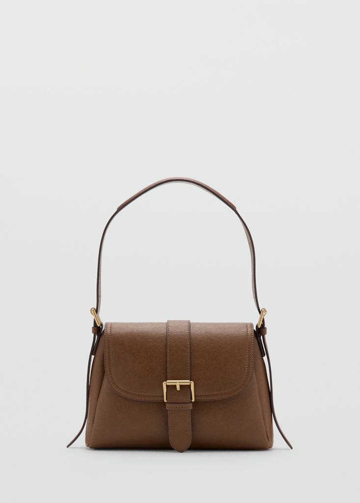 Shoulder bag with buckle — Medium Brown