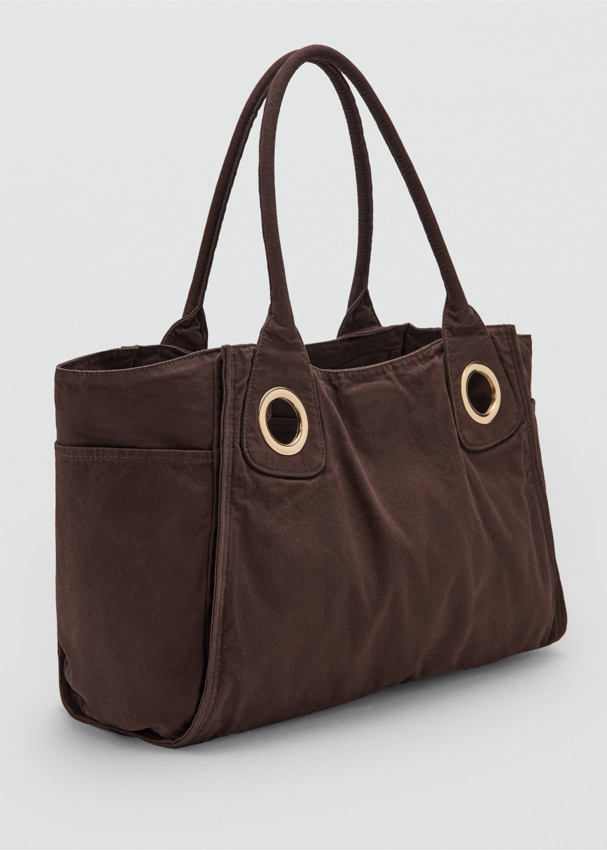 Bolso tote 100% algodón - Plano medio, Chocolate. Ref: 37031426-00.