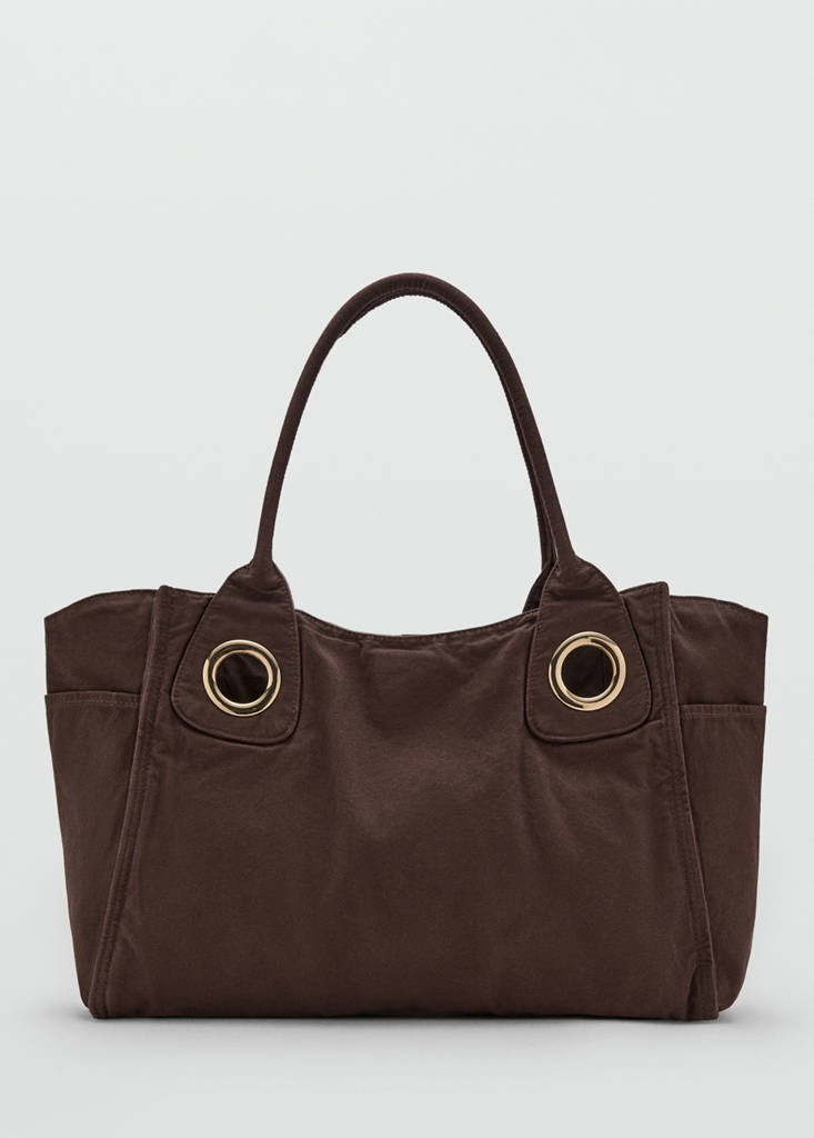 Mango Canvas eyelets handbag
