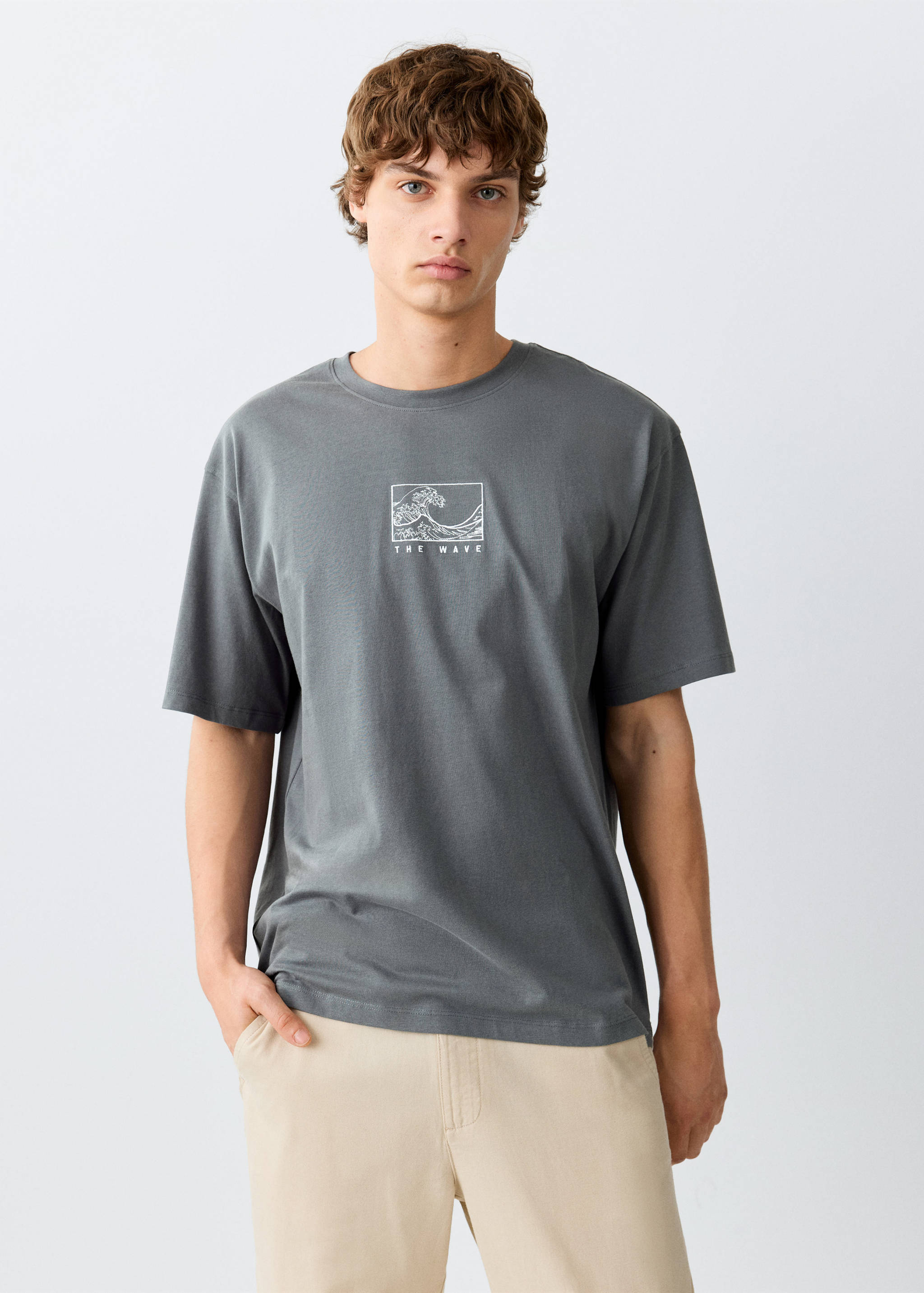 Cotton T-shirt with print detail - Medium plane
