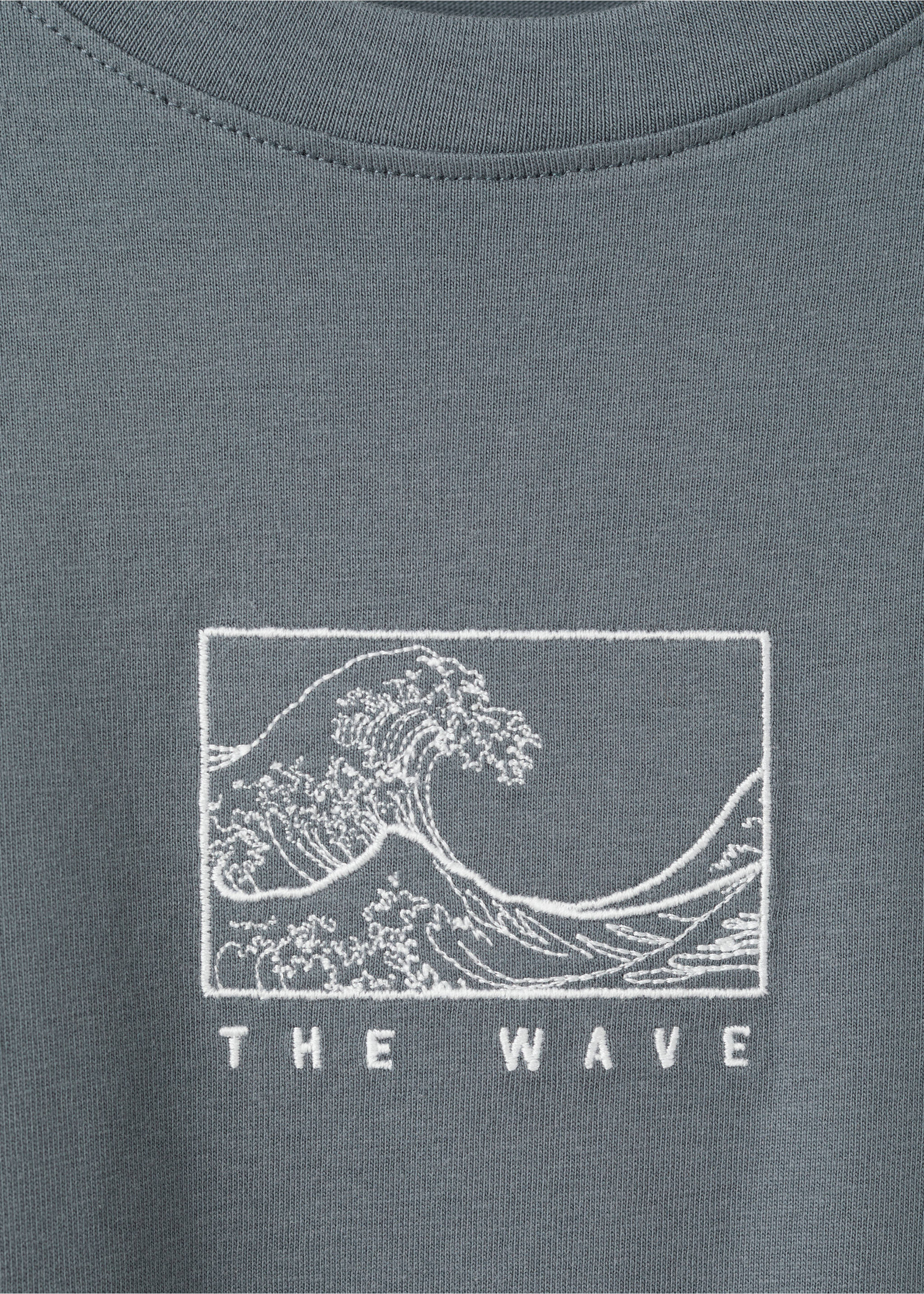 Cotton T-shirt with print detail - Details of the article 8, Charcoal. Ref: 37031428-00.