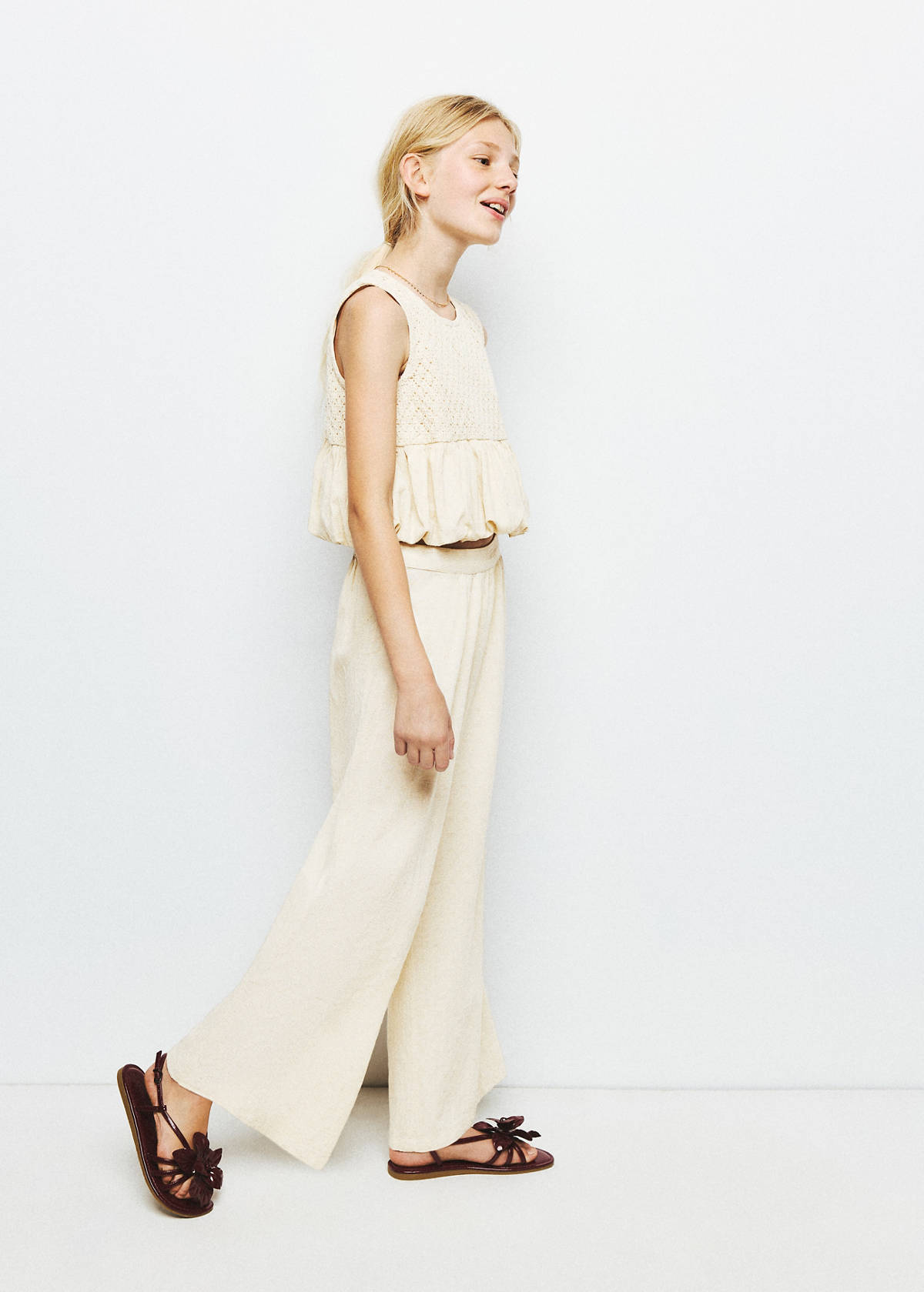 Cotton linen trousers — Ecru