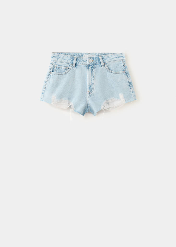 Frayed detail shorts — Light Blue