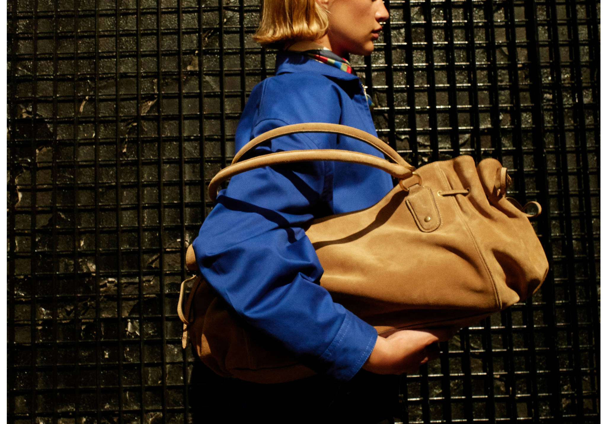 Suede shoulder bag - Panoramic plane