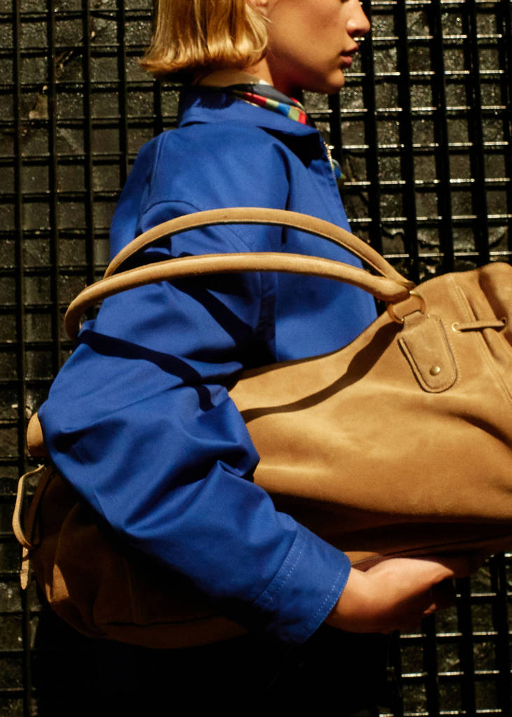 Suede shoulder bag — Medium Brown