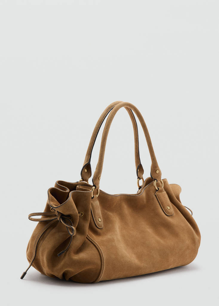 Suede shoulder bag — Medium Brown