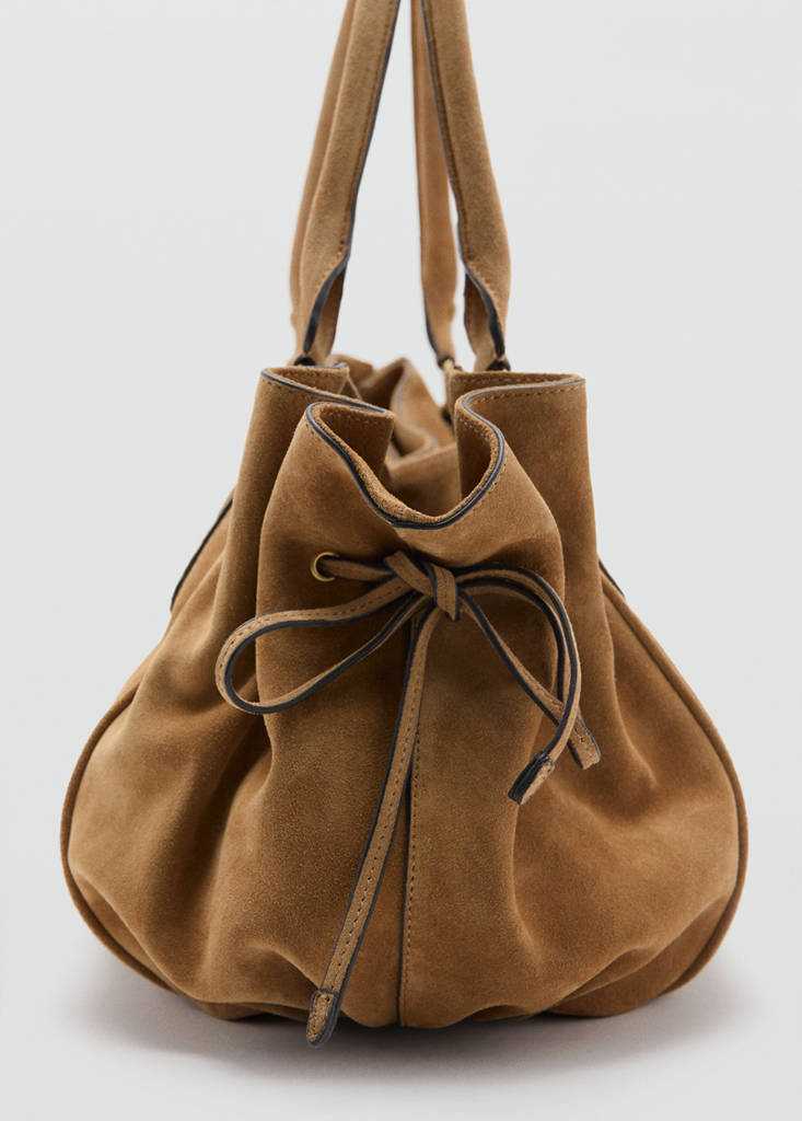 Suede shoulder bag — Medium Brown