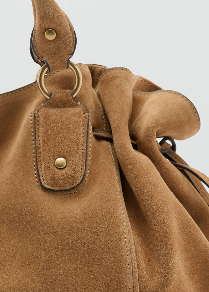 Suede shoulder bag — Medium Brown