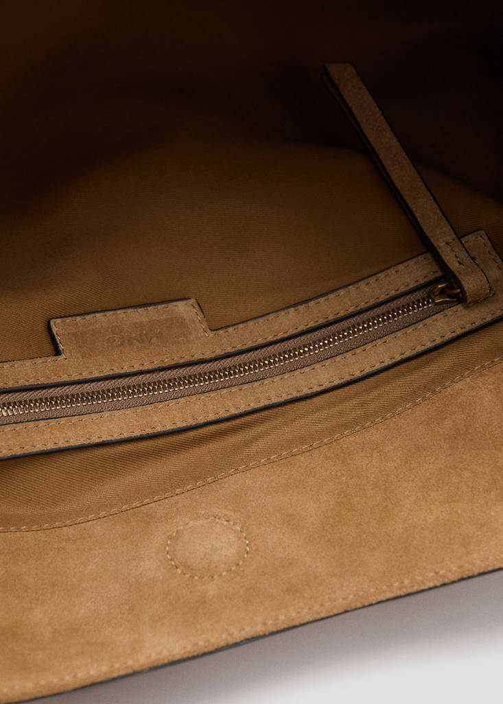 Suede shoulder bag — Medium Brown
