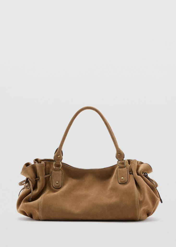Suede shoulder bag — Medium Brown