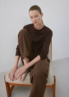 Seersucker striped two-piece pyjamas — Brown 4