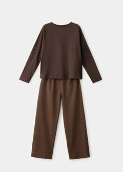 Seersucker striped two-piece pyjamas — Brown 6